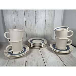 Vintage MCM Franciscan Purple Blue Moondance 4 Cups 8 Saucers